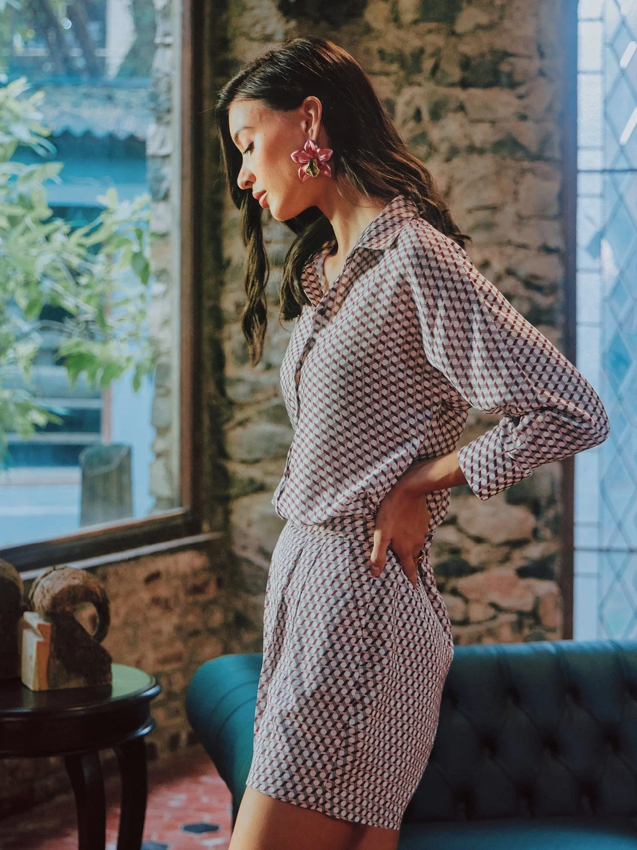 Printed Satin Shirt   Printed Satin Shorts