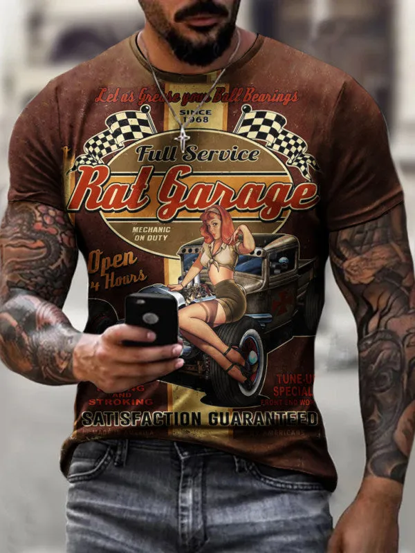 Retro Motorcycle Road Casual T-Shirt