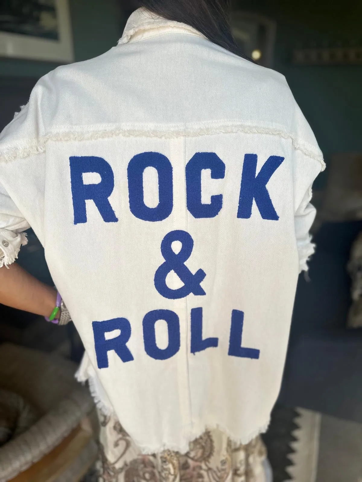 Rock & Roll Jacket- White/Blue
