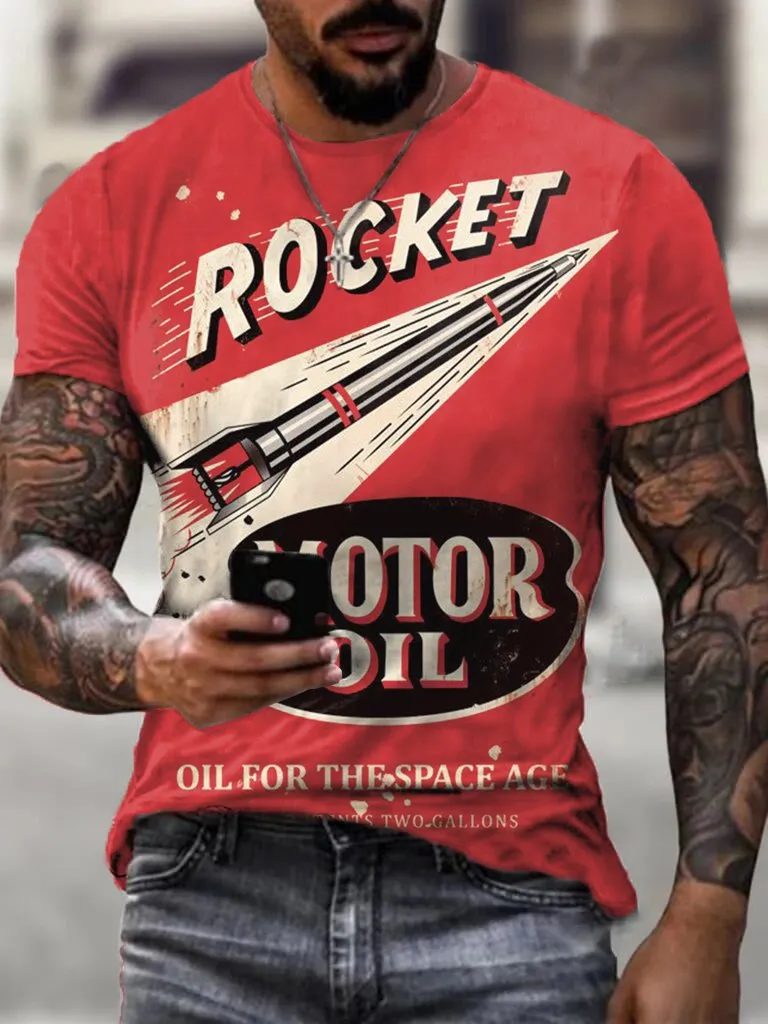 Rocket  Casual Vintage Print T-Shirt