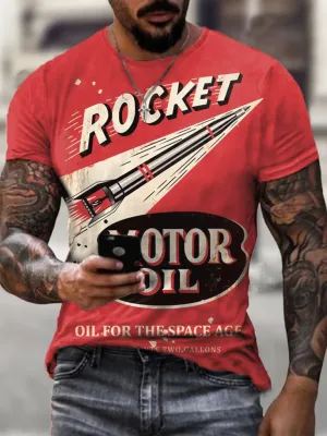 Rocket  Casual Vintage Print T-Shirt