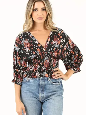 Vneck Smocked Top