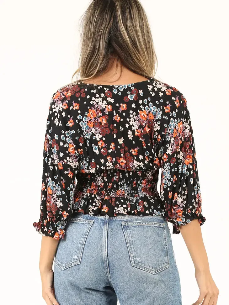 Vneck Smocked Top